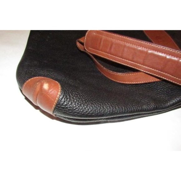 Gucci Vintage Black Pebbled Leather And Brown Leather Tote - Picture 3 of 12